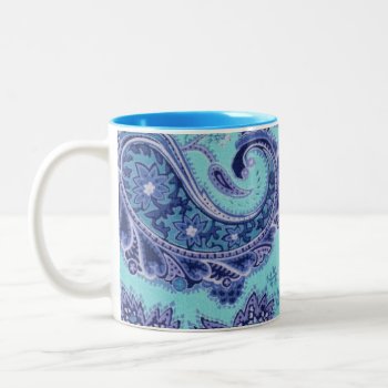 Blue Paisley Two-tone Coffee Mug by EnKore at Zazzle