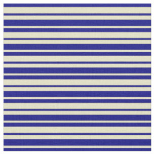 Blue & Pale Goldenrod Colored Striped Pattern Fabric