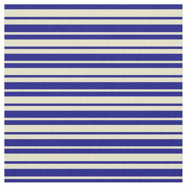 Blue & Pale Goldenrod Colored Striped Pattern Fabric (Close Up)