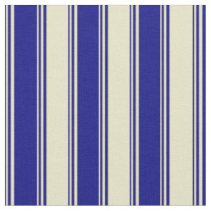 Blue & Pale Goldenrod Colored Stripes Fabric
