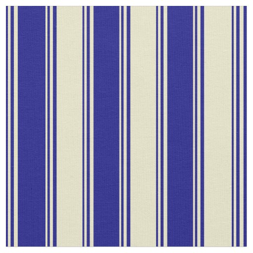Blue & Pale Goldenrod Colored Stripes Fabric