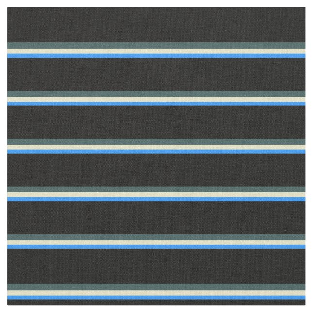 Blue, Pale Goldenrod, Dark Slate Gray, and Black Fabric (Close Up)