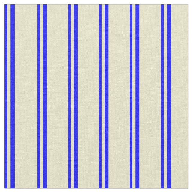 Blue & Pale Goldenrod Lines/Stripes Pattern Fabric (Close Up)