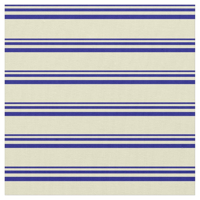 Blue & Pale Goldenrod Stripes Fabric (Close Up)