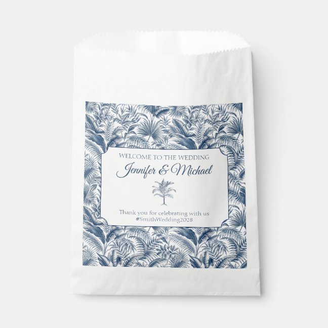 Blue Palm Botanical Gift For Wedding Favor Bag