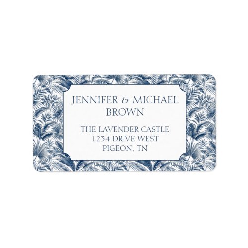 Blue Palm Botanical Wedding Label