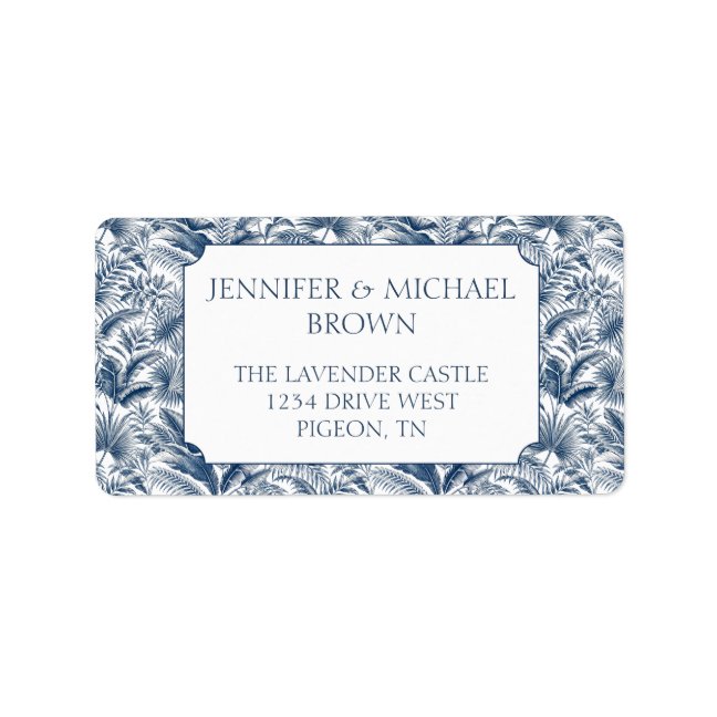 Blue Palm Botanical Wedding Label