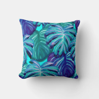 Blue Palm Dreams Reversible Pillow
