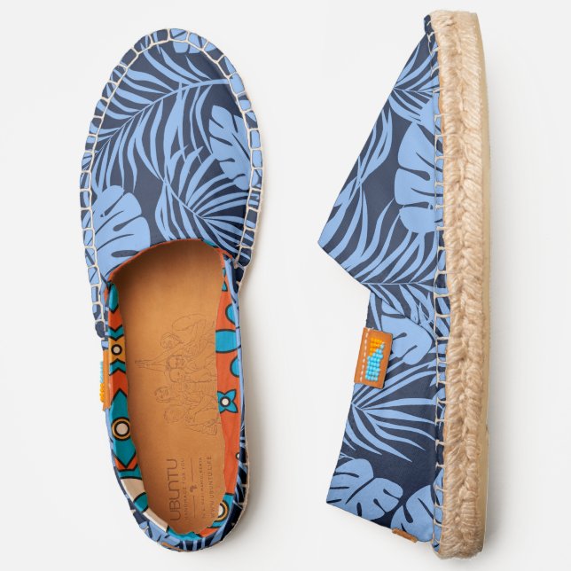 Blue Palm Leaves Ubuntu Espadrilles (Side)