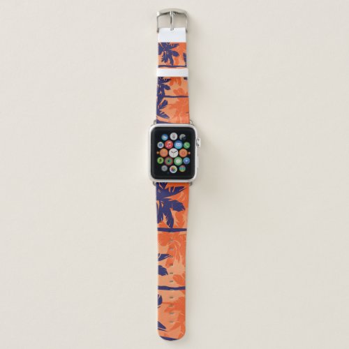 Blue palm silhouette orange background apple watch band