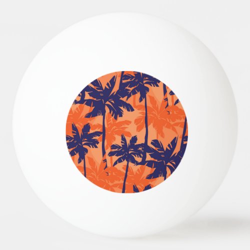 Blue palm silhouette orange background ping pong ball