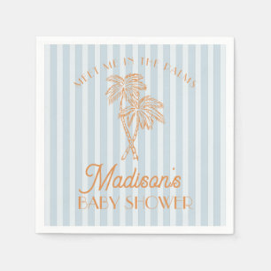 Blue Palm Spring Pastel Beach Baby Shower Napkins