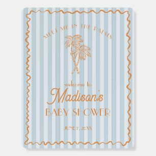 Blue Palm Spring Pastel Beach Baby Shower Welcome Foam Board