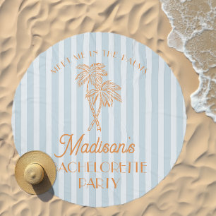 Blue Palm Spring Pastel Beach Bachelorette Party Beach Towel