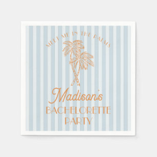 Blue Palm Spring Pastel Beach Bachelorette Party Napkins