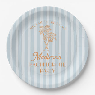 Blue Palm Spring Pastel Beach Bachelorette Party Paper Plates