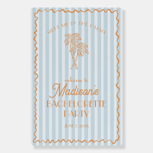 Blue Palm Spring Pastel Beach Bachelorette Welcome Foam Board