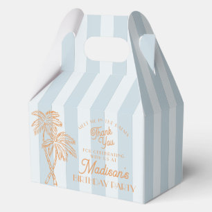 Blue Palm Spring Pastel Beach Birthday Party Favor Boxes