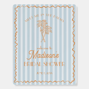 Blue Palm Spring Pastel Beach Bridal Showe Welcome Foam Board