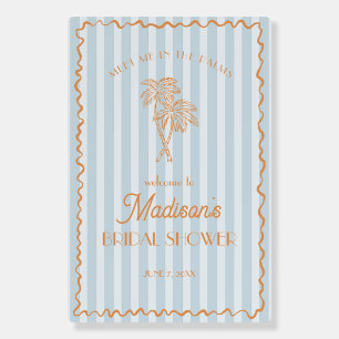 Blue Palm Spring Pastel Beach Bridal Showe Welcome Foam Board