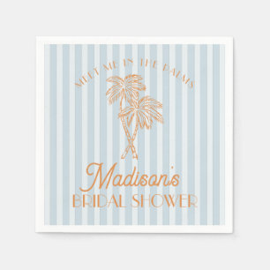 Blue Palm Spring Pastel Beach Bridal Shower Napkins
