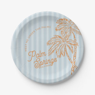 Blue Palm Spring Pastel Beach Party Favors Paper Plates