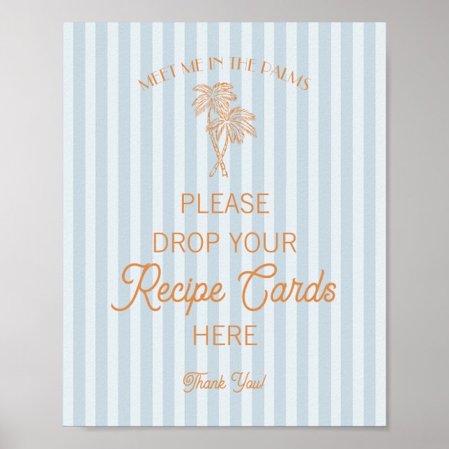 Blue Palm Springs Beach Share a Recipe Bridal Poster (Front)