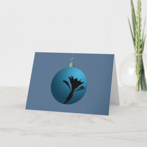 Blue Palm Springs Date Palm Christmas Tree Ball Holiday Card