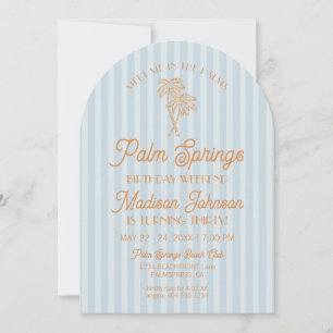 Blue Palm Springs Pastel Beach Birthday Weekend Invitation