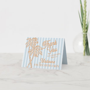 Blue Palm Springs Pastel Beach Thank You Cards