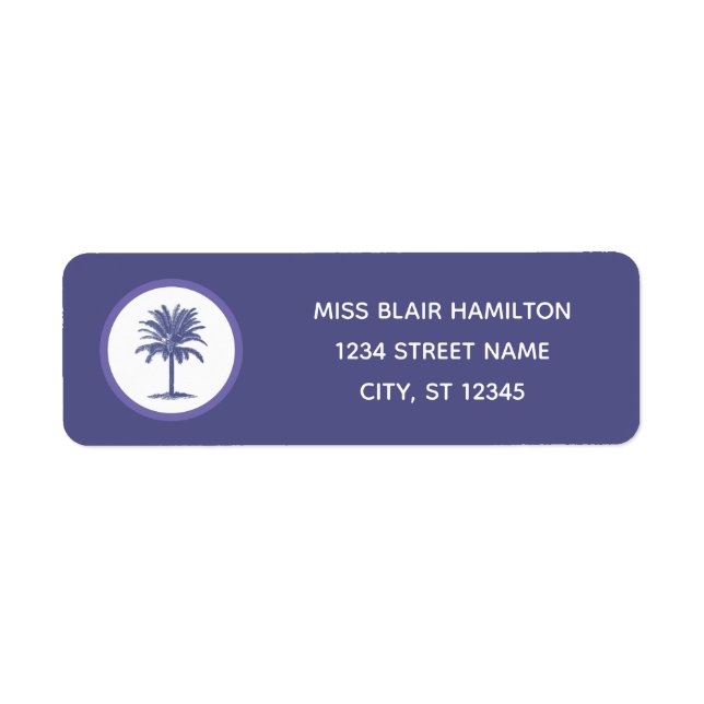 Blue Palm Tree Address Labels (Front)