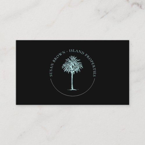 Blue Palm Tree Logo Business Card