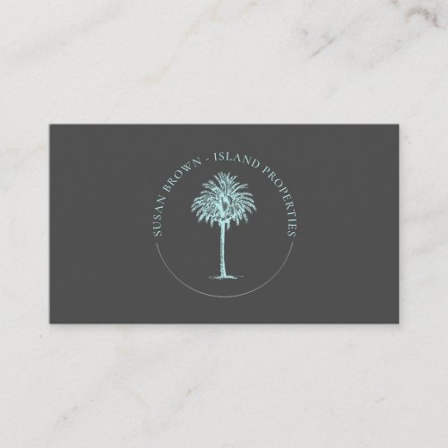 Blue Palm Tree Logo Business Card