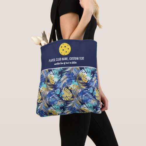 Blue Palm Tree Pattern Custom Pickleball Paddle Tote Bag