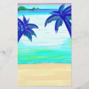 Blue palm tree stationary paper