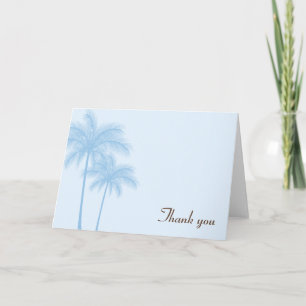 Blue Palm Trees Tropical Letterpress Thank You Card