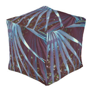 Blue Palmetto Dream Outdoor Pouf