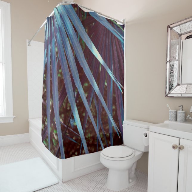 Blue Palmetto Dream Shower Curtain (In Situ)