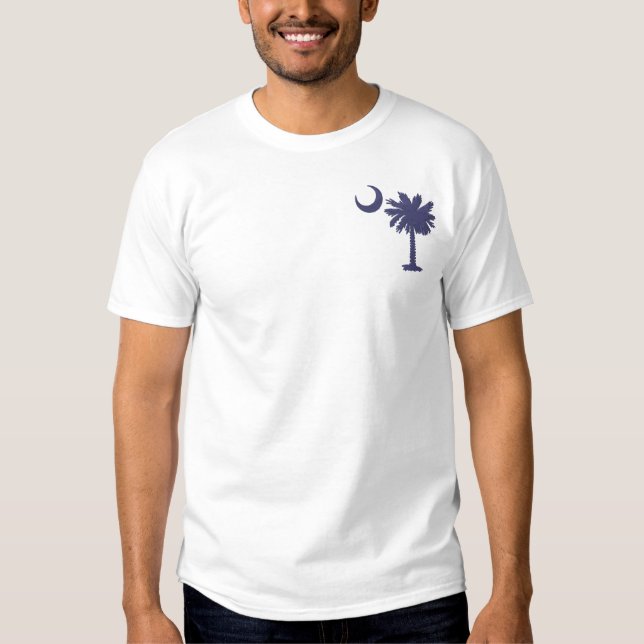 Blue Palmetto Embroidered T-Shirt (Front)