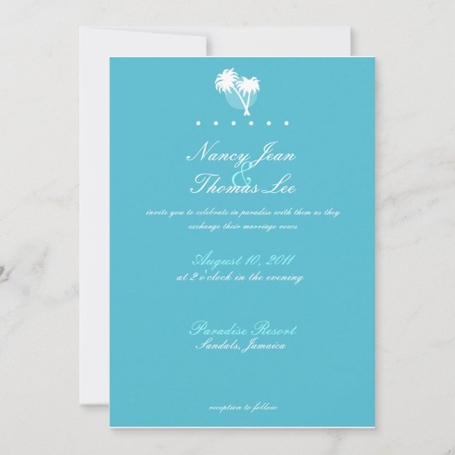 Blue Palms Wedding Invitation (Front)