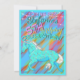 Blue Palomino Birthday(colorful leaves/pic) Invitation