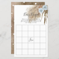 Blue Pampas Grass Baby Shower Bingo Game