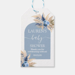 Blue Pampas Grass Baby Shower Boy Gift Tag