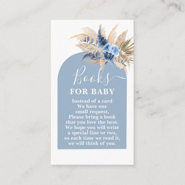 Blue Pampas Grass Books for Baby Boy Card (Front)