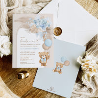 Blue Pampas Teddy Bear Balloon Boy Baby Shower