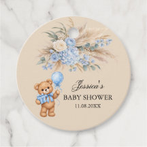 Blue Pampas Teddy Bear Roses Baby Shower