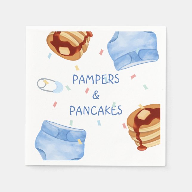 Blue pampers and pancakes plates napkins (Front)