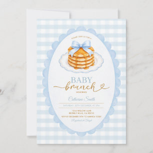 Blue pancake Baby Brunch Baby Shower Invitation