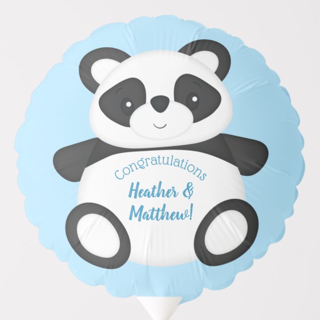 Blue Panda Bear Baby Shower Balloon (Front)