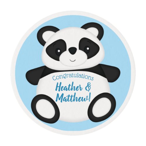 Blue Panda Bear Baby Shower Edible Frosting Rounds